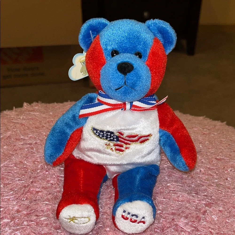 Holy Bears Allegiance Plush  bear with Patriotic Ribbon